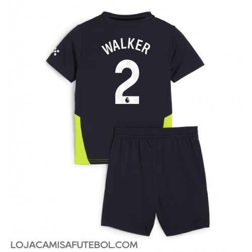 Camisa de Futebol Manchester City Kyle Walker #2 Equipamento Secundário Infantil 2024-25 Manga Curta (+ Calças curtas)